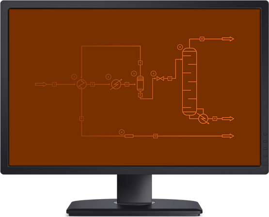 CHEMCAD simulation on a screen